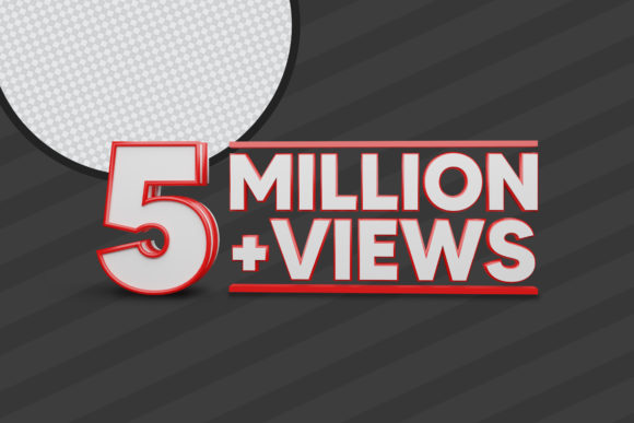 5 Million Views 3D Render Premium PSD