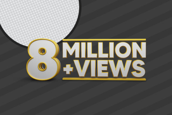 8 Million Views 3D Render Premium PSD