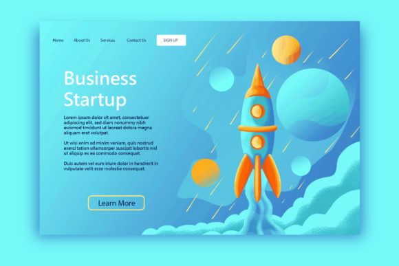 Business Startup Landing Page: 3D Visual Design Concept