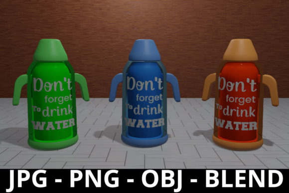 Colorful Water Bottle 3D Rendering Ideas