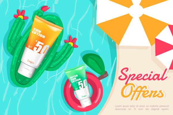 Elevate Your Sun Care Brand with a Special Offer Cosmetics Realistic Banner