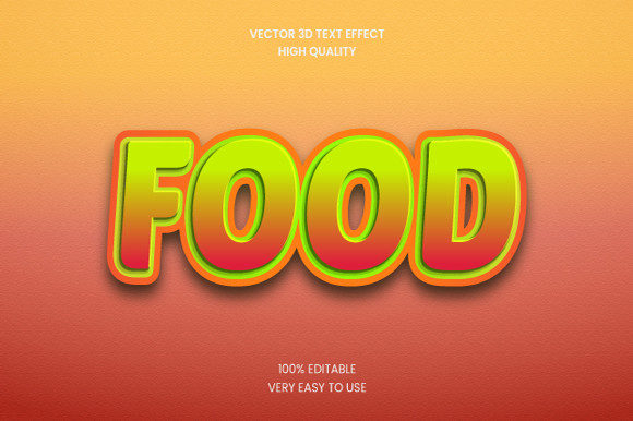 Food 3D Text Effect Mockup Graphic for Designers