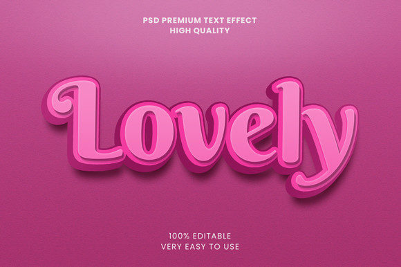 Lovely 3D Text Effect Mockup PSD Graphic