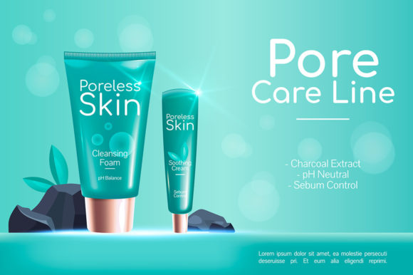 Pore Skin Care Line Realistic Banner for Creators