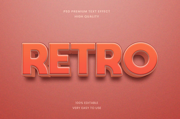 Retro 3d Text Effect Mockup PSD Graphic