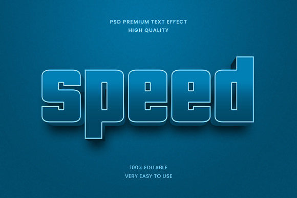 Speed 3D Text Effect Mockup PSD Graphic
