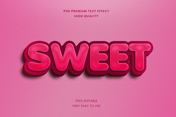 Sweet 3d Text Effect Mockup PSD Graphic