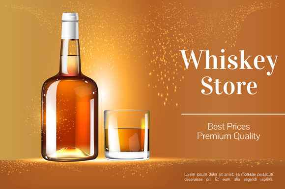 Whiskey Store Realistic Vector Product for Ads